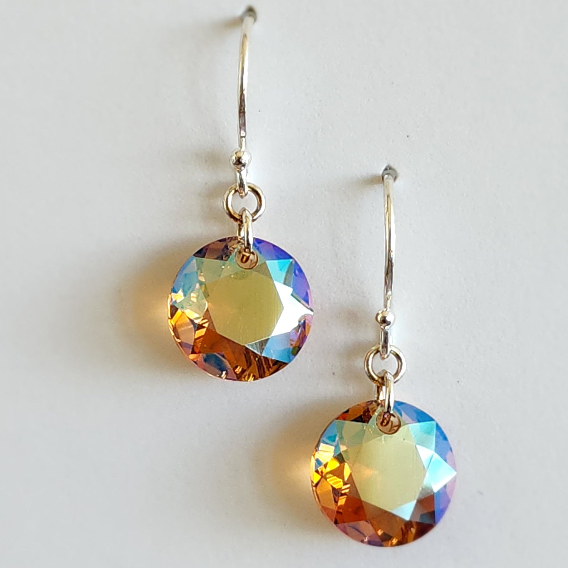 Swarovski Topaz AB Classic Round Crystal Earrings