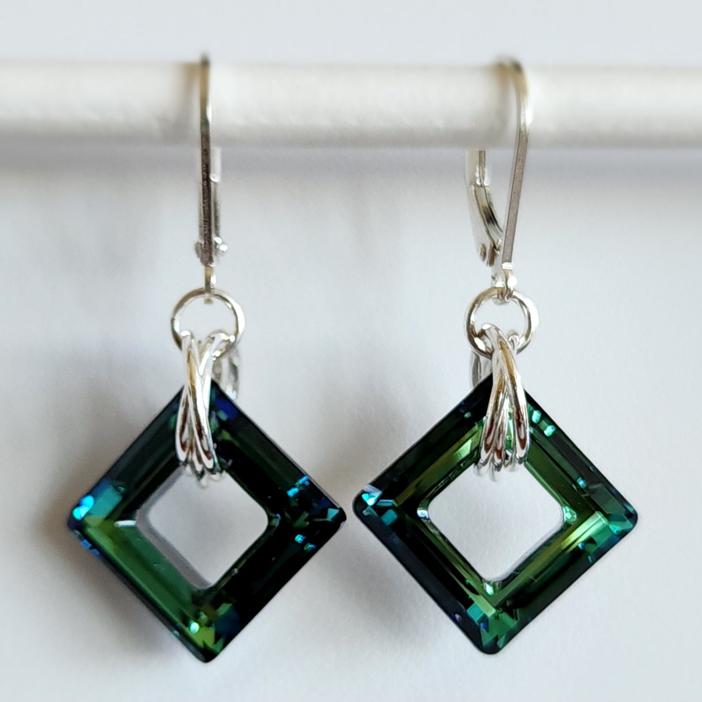 Swarovski Cosmic Square Crystal Earrings - Bermuda Blue