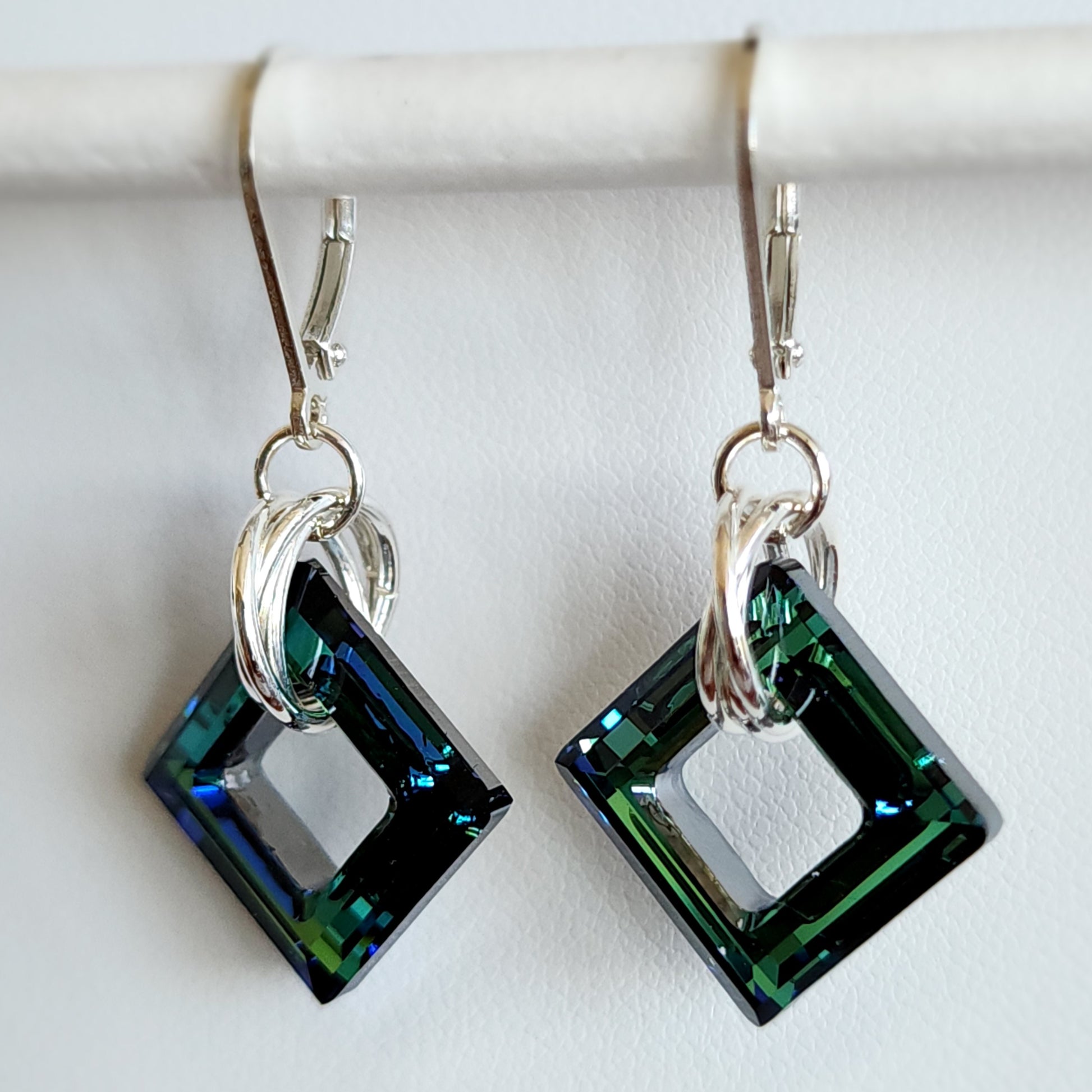 Swarovski Cosmic Square Crystal Earrings - Bermuda Blue