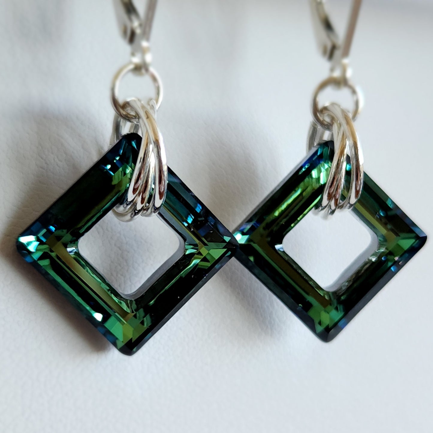 Swarovski Cosmic Square Crystal Earrings - Bermuda Blue