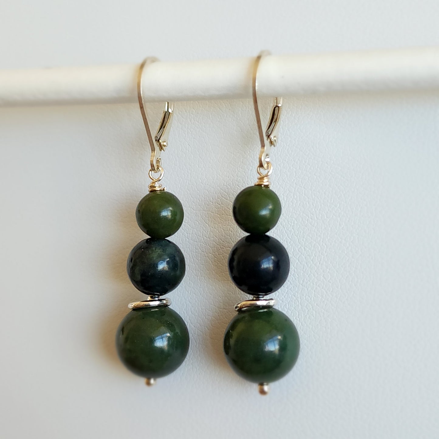 BC Jade Triple Bead Earring | Sterling Silver