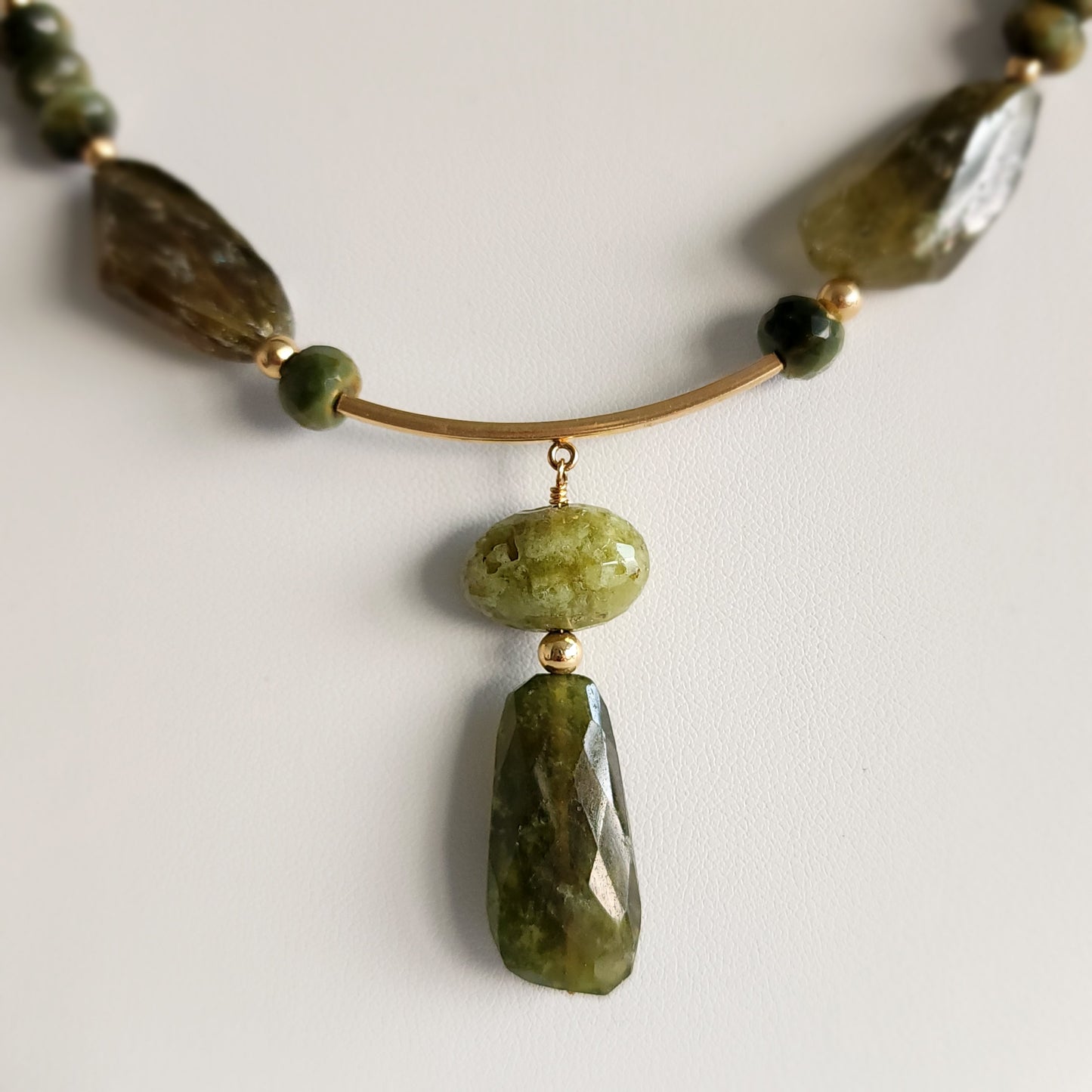 Green Garnet & Cats Eye Necklace