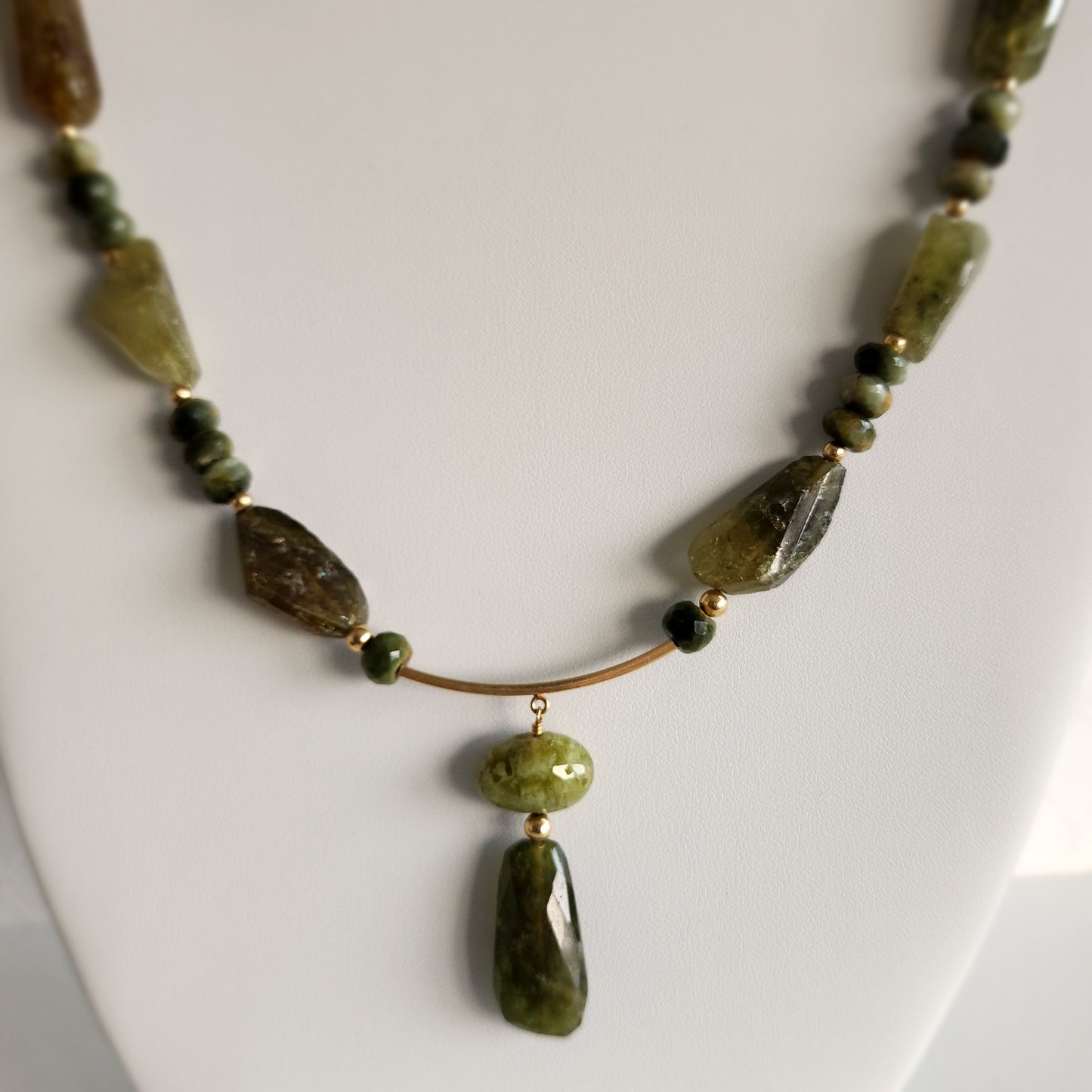 Green Garnet & Cats Eye Necklace