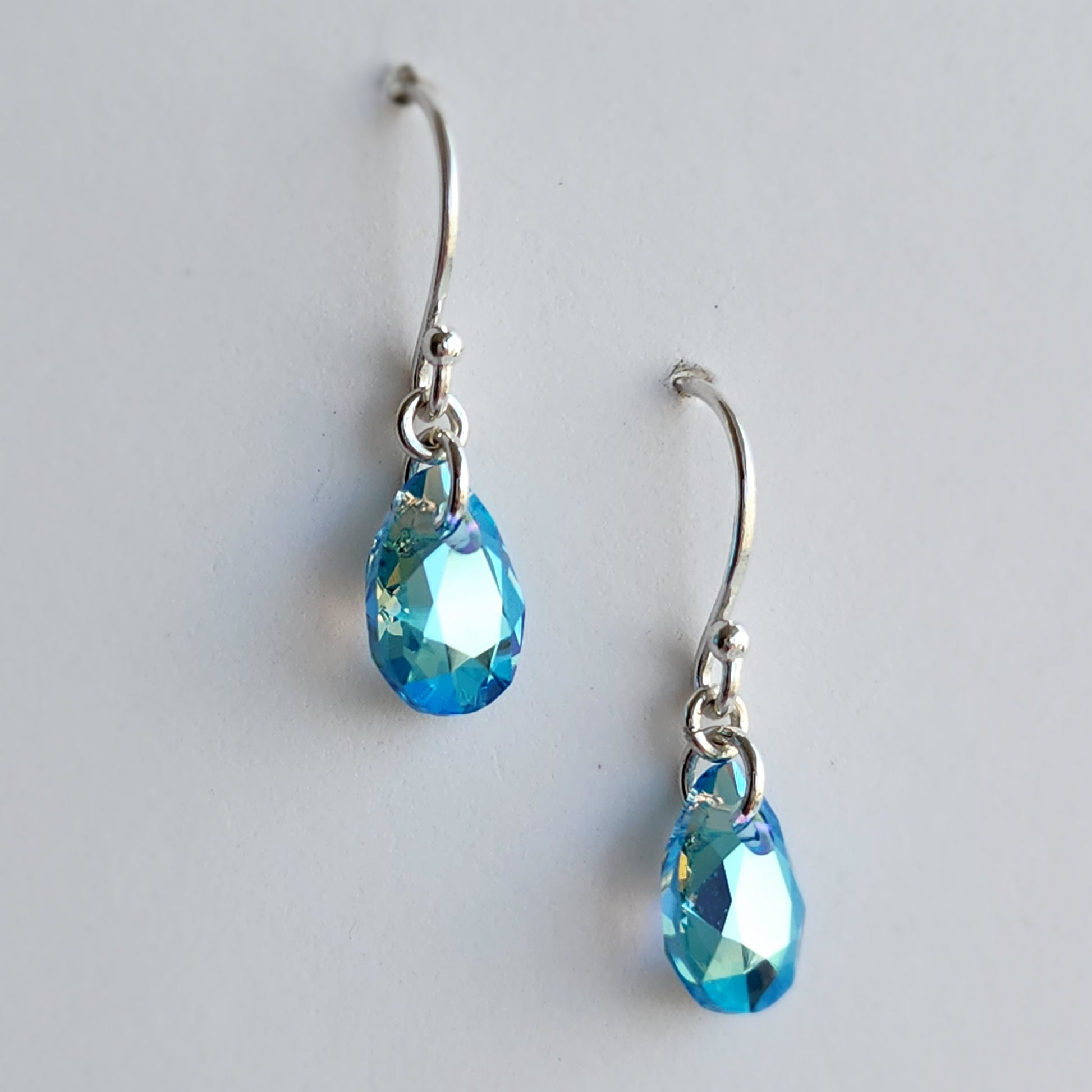 Swarovski Aquamarine Shimmer Petite Pear Crystal Earrings