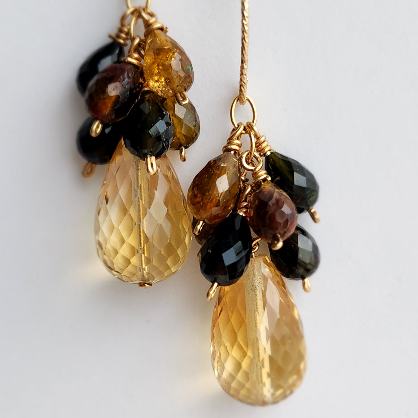 Citrine & Tourmaline Cluster Earrings