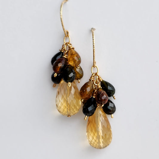 Citrine & Tourmaline Cluster Earrings