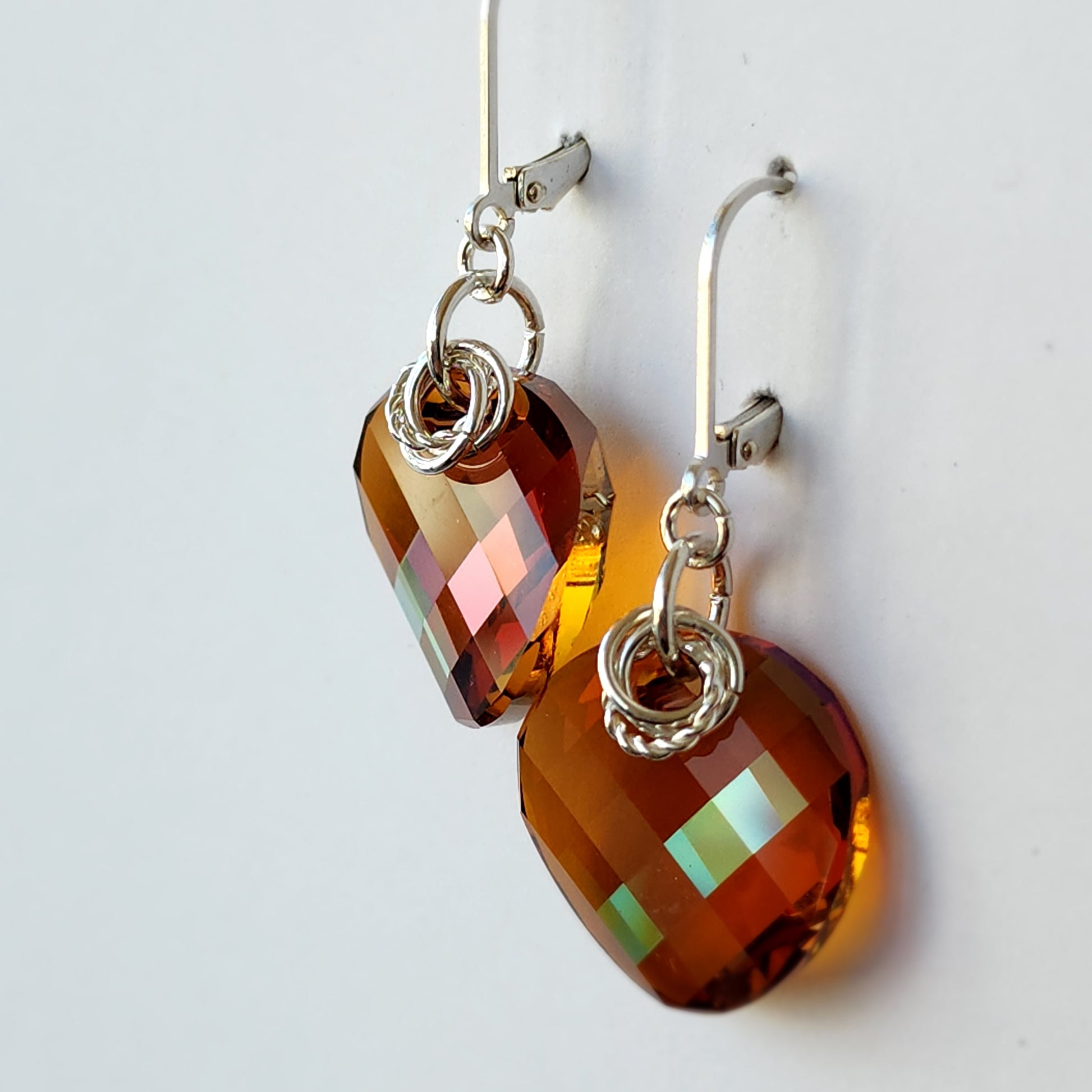 Swarovski Twist Crystal Earrings | Copper | Sterling Silver