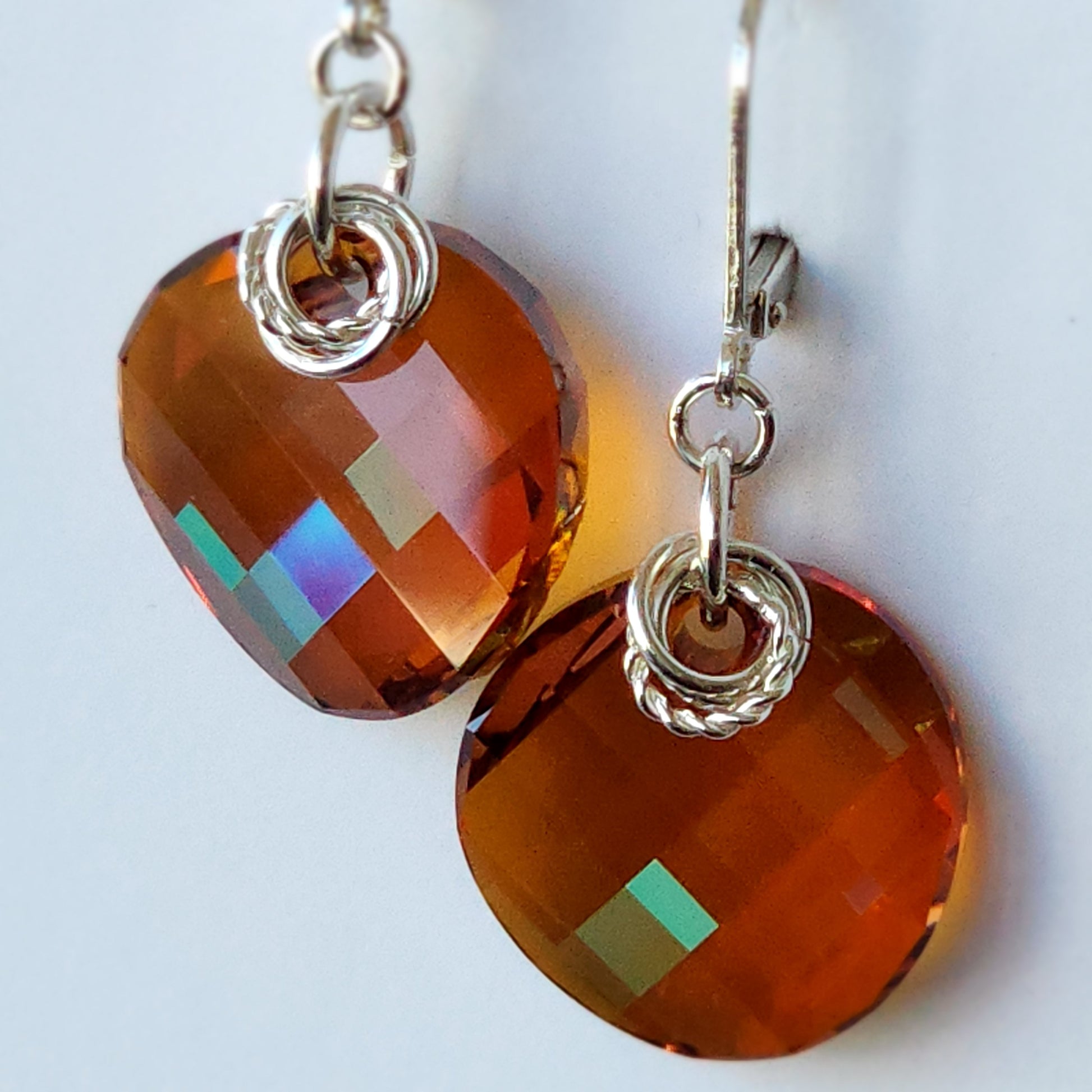 Swarovski Twist Crystal Earrings | Copper | Sterling Silver