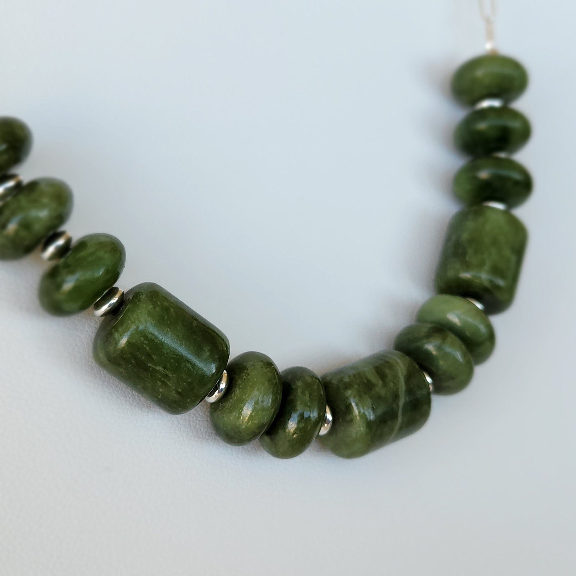 Genuine BC Jade (Nephrite) Necklace - Sterling Silver