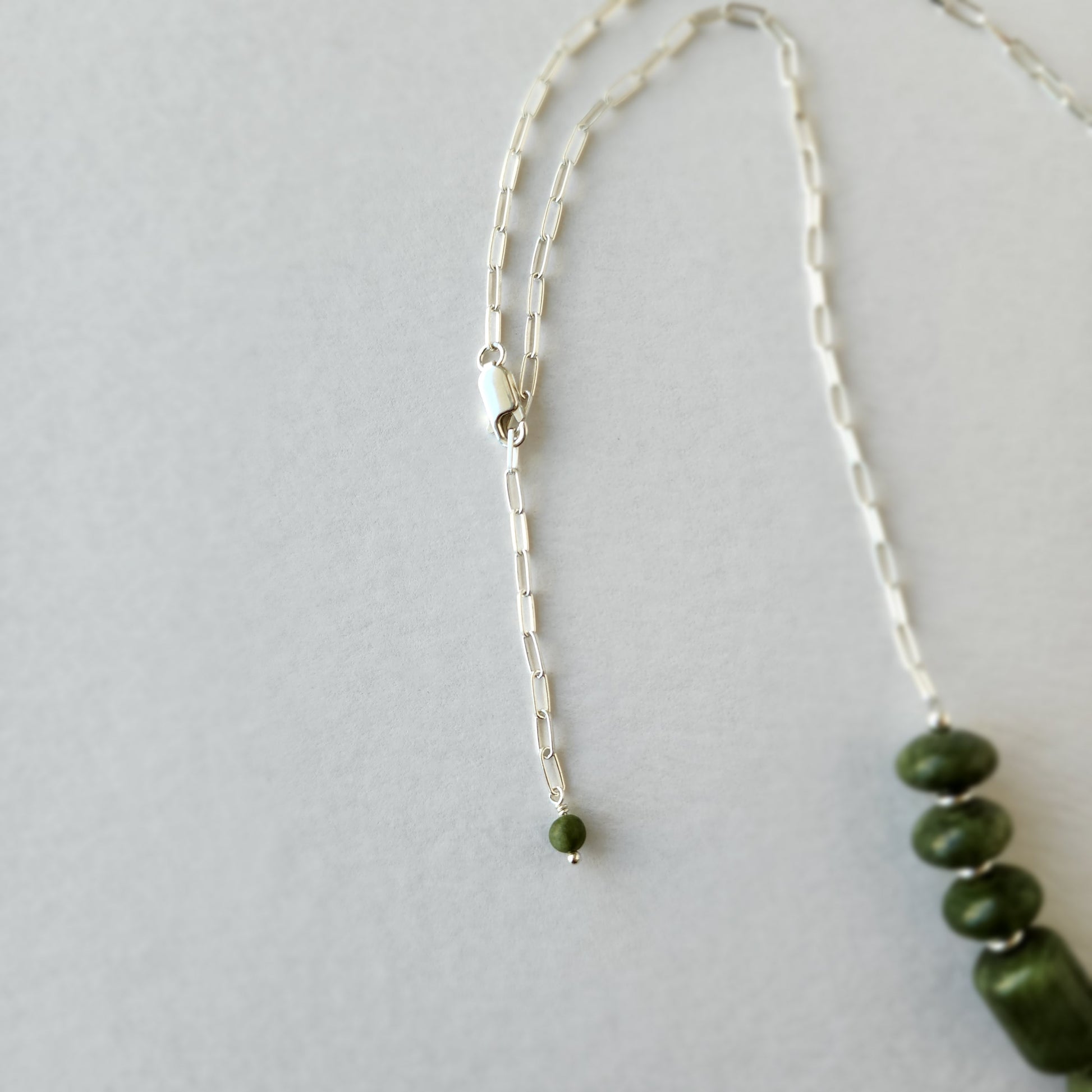 Genuine BC Jade (Nephrite) Necklace - Sterling Silver 