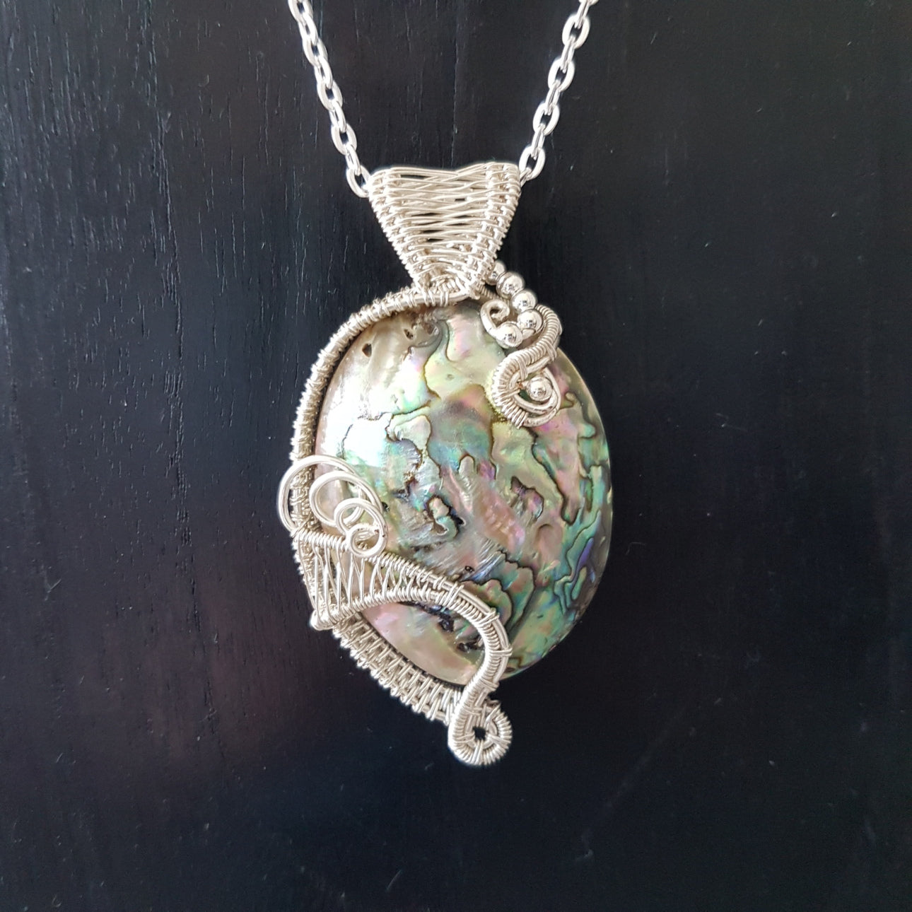 Abalone Nugget Wire Wrapped Pendant