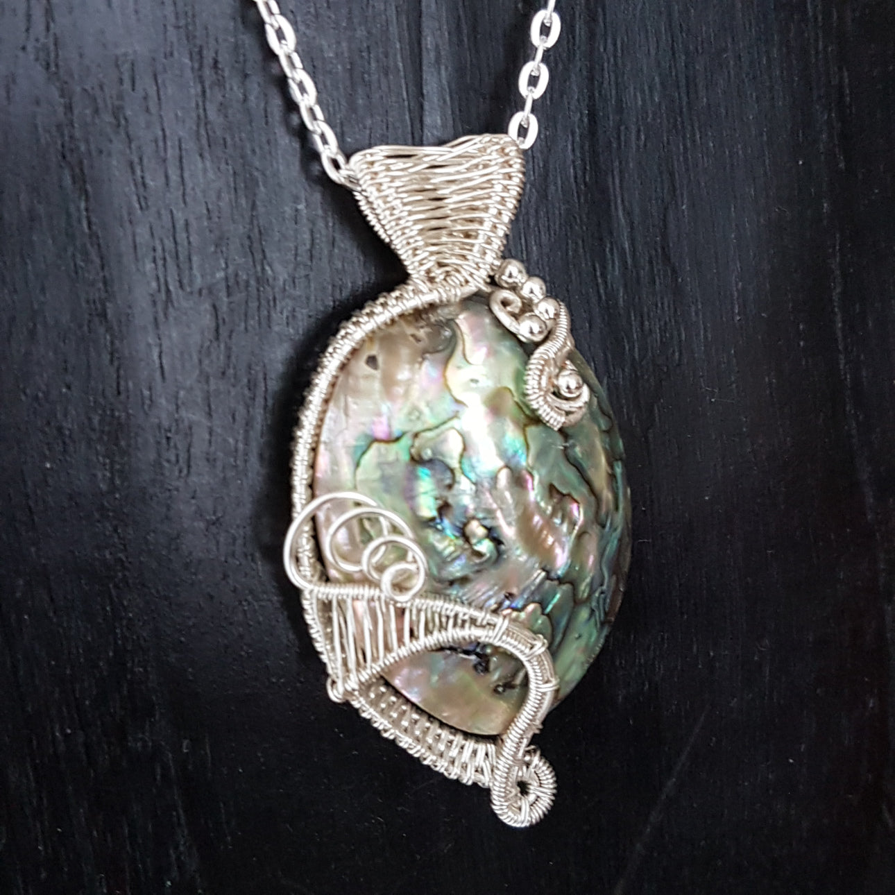 Abalone Nugget Wire Wrapped Pendant