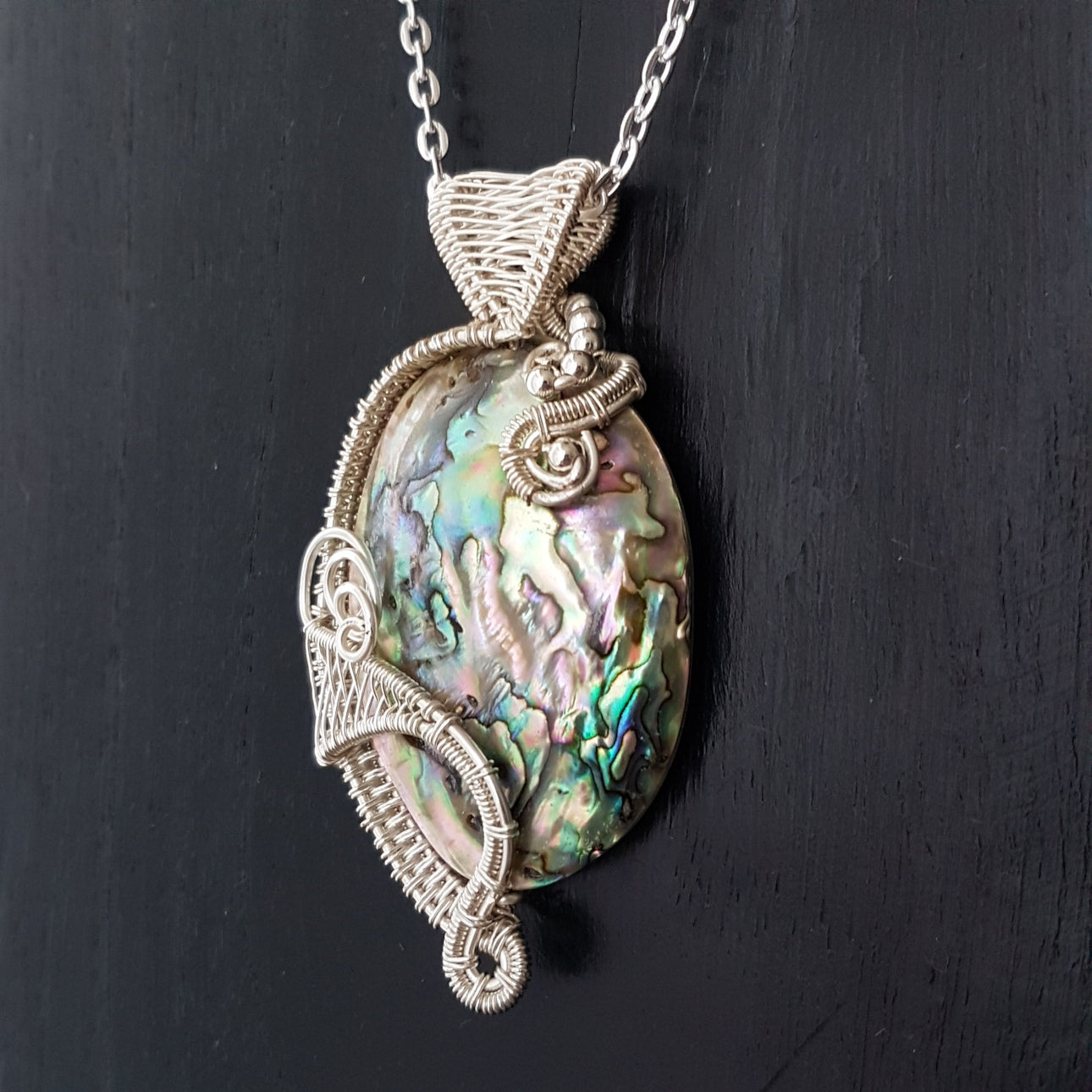 Abalone Nugget Wire Wrapped Pendant