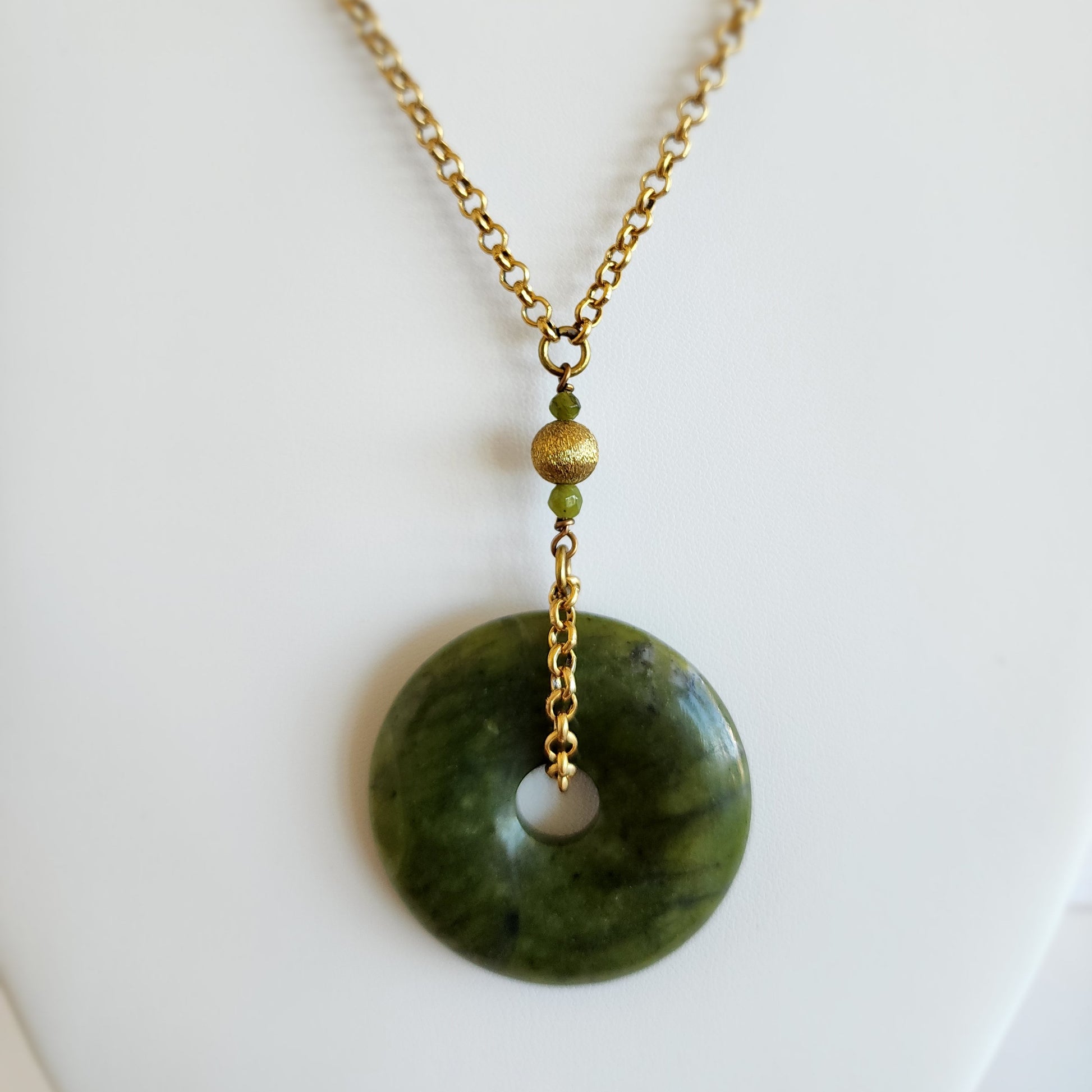 BC Jade Disc Pendant - Solid Brass