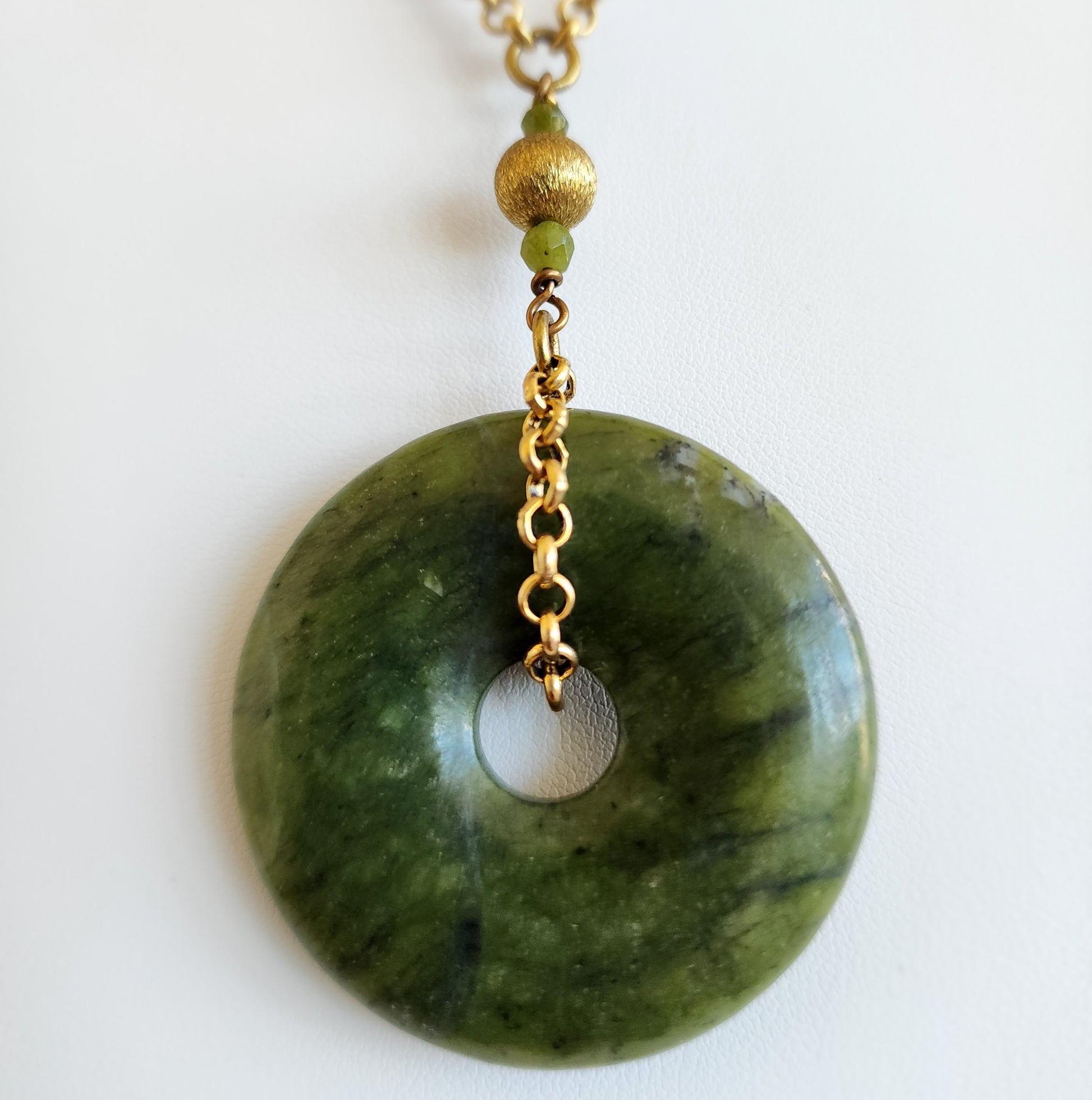 BC Jade Disc Pendant - Solid Brass