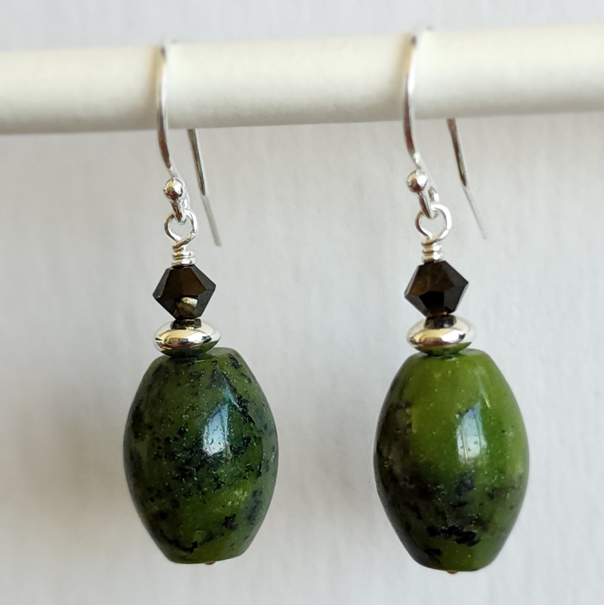 BC Jade & Swarovski Crystal Earrings - Sterling Silver