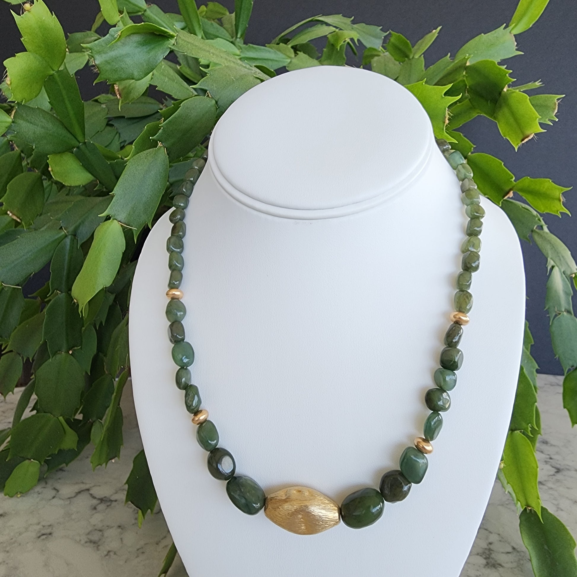 BC Jade (Nephrite) Graduated Nugget Necklace | 18K Gold Vermeil