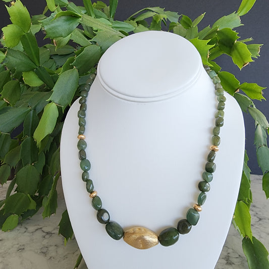 BC Jade (Nephrite) Graduated Nugget Necklace | 18K Gold Vermeil