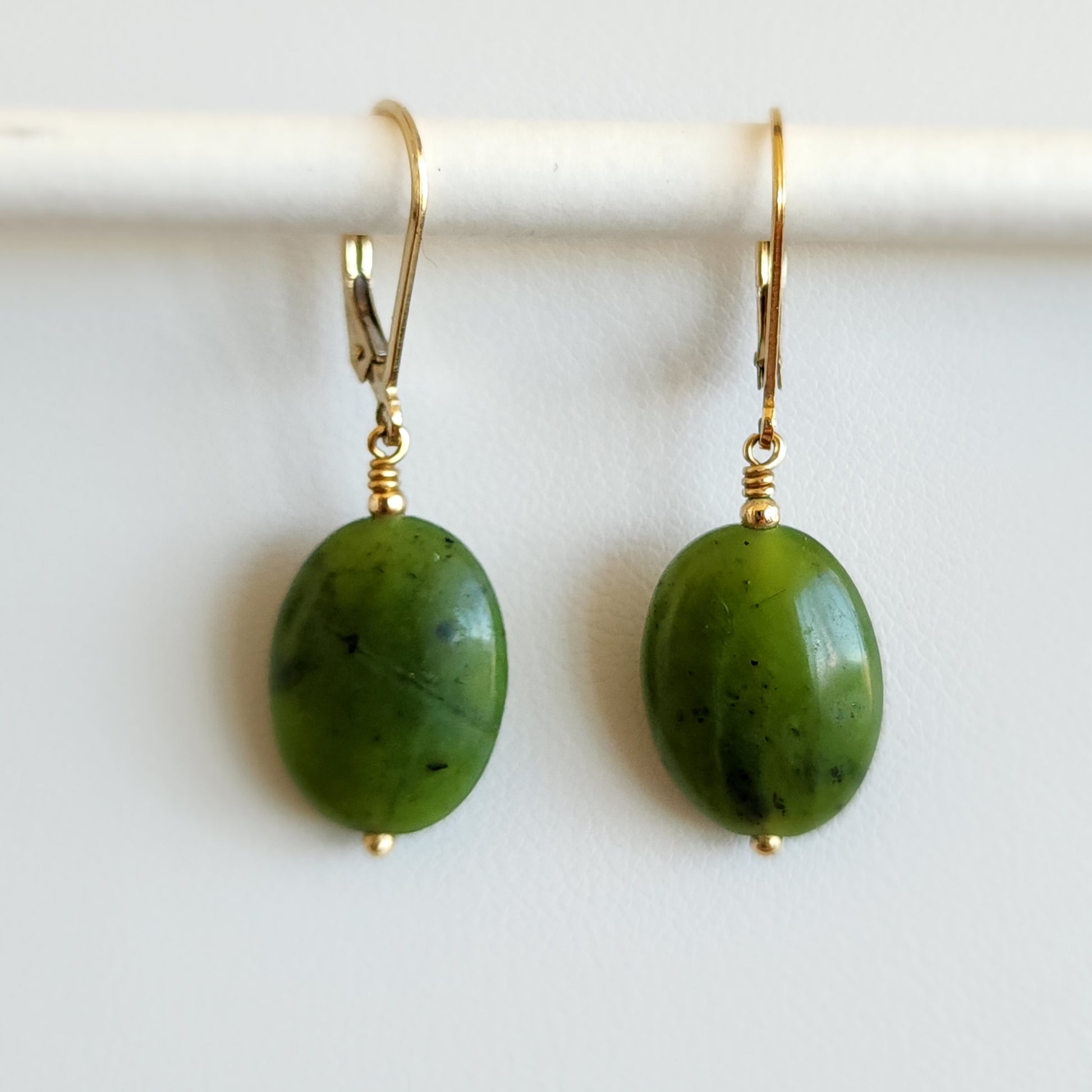 BC Jade Oval Earrings - 14kt Gold Filled