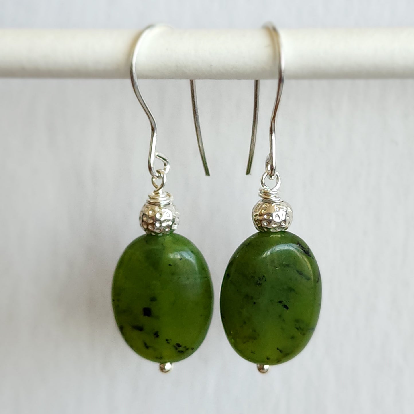 BC Jade Oval Earrings - Sterling Silver