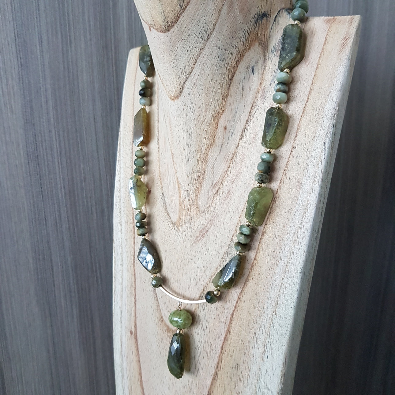 Green Garnet & Cats Eye Necklace