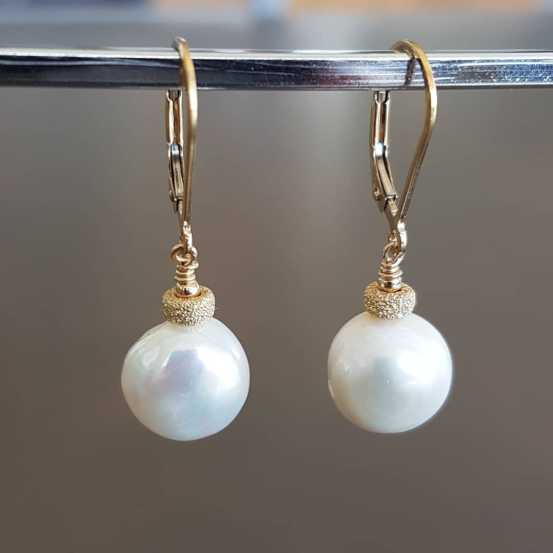 White Round Pearl Earrings