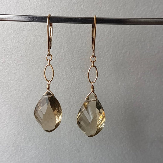 Yin-yang Smoky Lemon Quartz Earrings