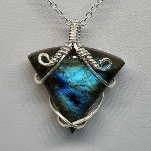 Labradorite Triangle Wire Wrap | Sterling Silver